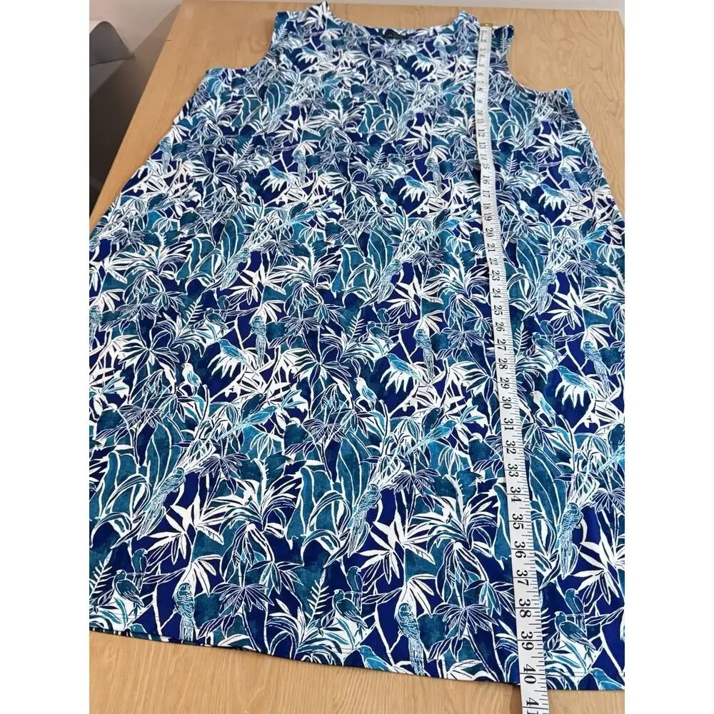J. Jill Womens Dress Tropical Print Hawaii Beach Blue XL Stretch Coastal - Picture 11 of 12